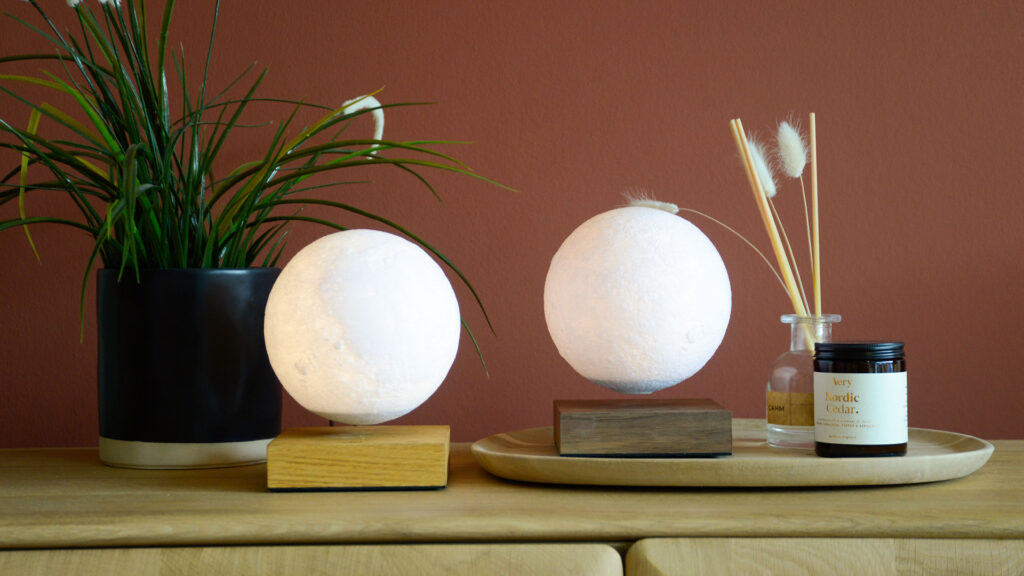Floating Moon Lamps Ash and Walnut Bases MAIN