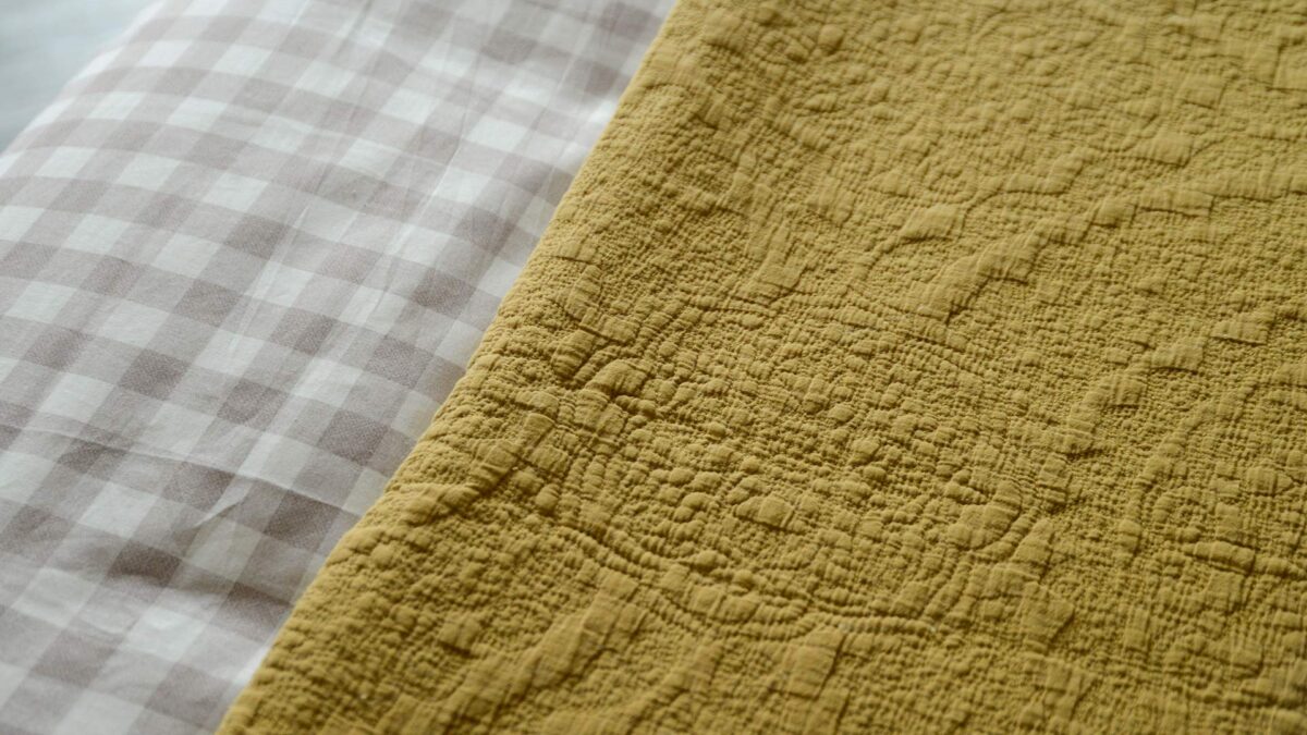 Floral Mandala Bedspread Mustard Yellow closeup