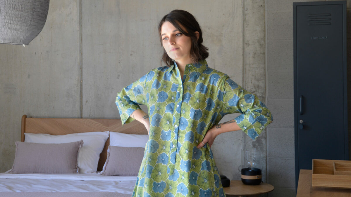 100% cotton nightshirt in a modern floral print