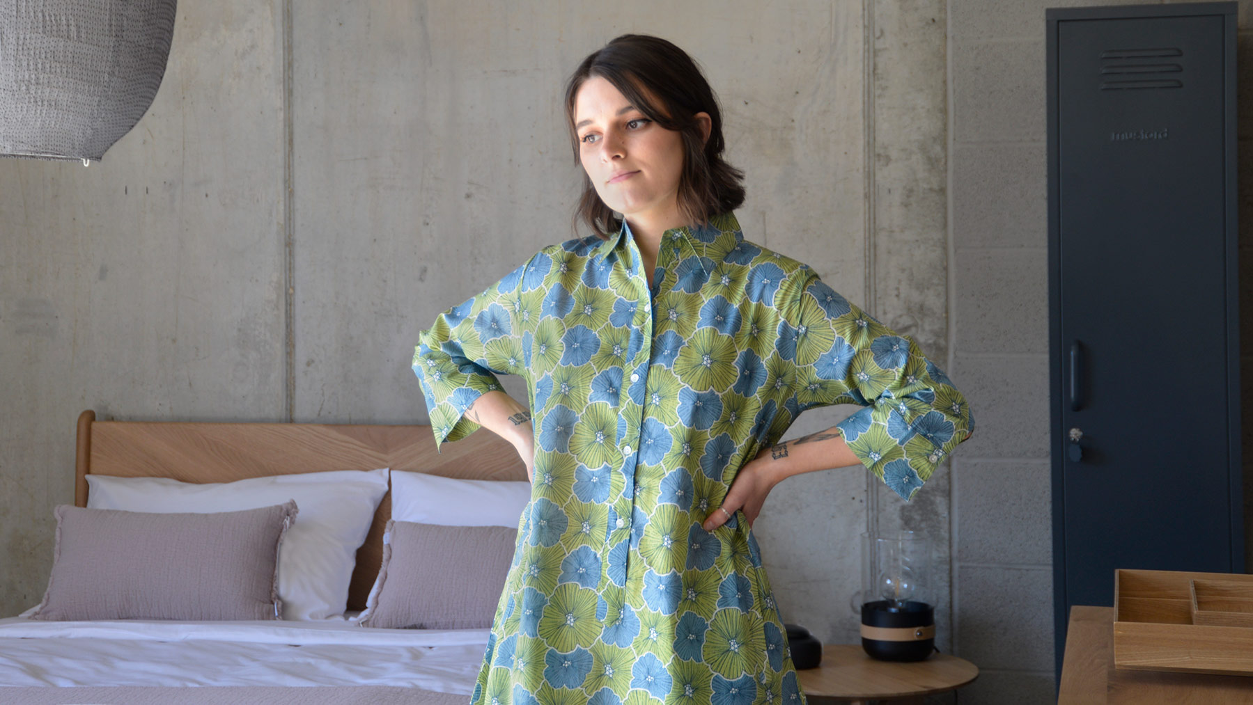 100% cotton nightshirt in a modern floral print