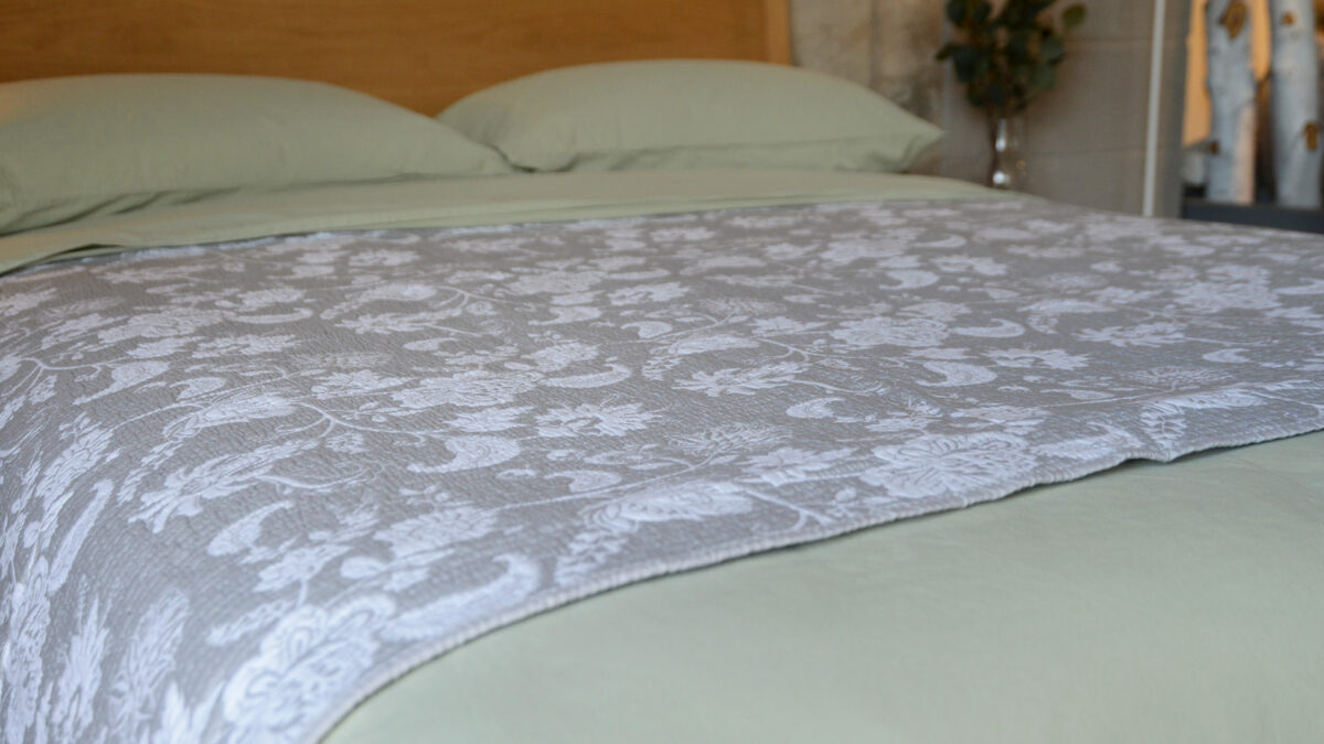 Forever England Floral Jacquard Bedspread Grey