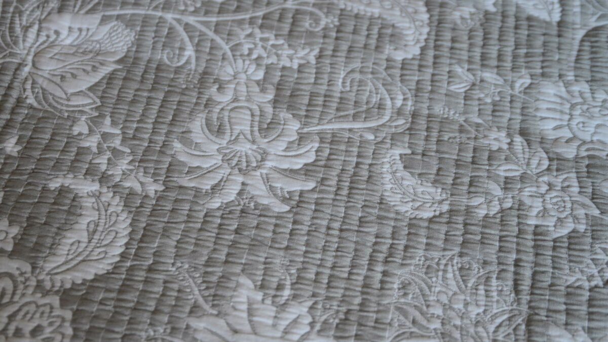 Forever England Floral Jacquard Bedspread Grey closeup