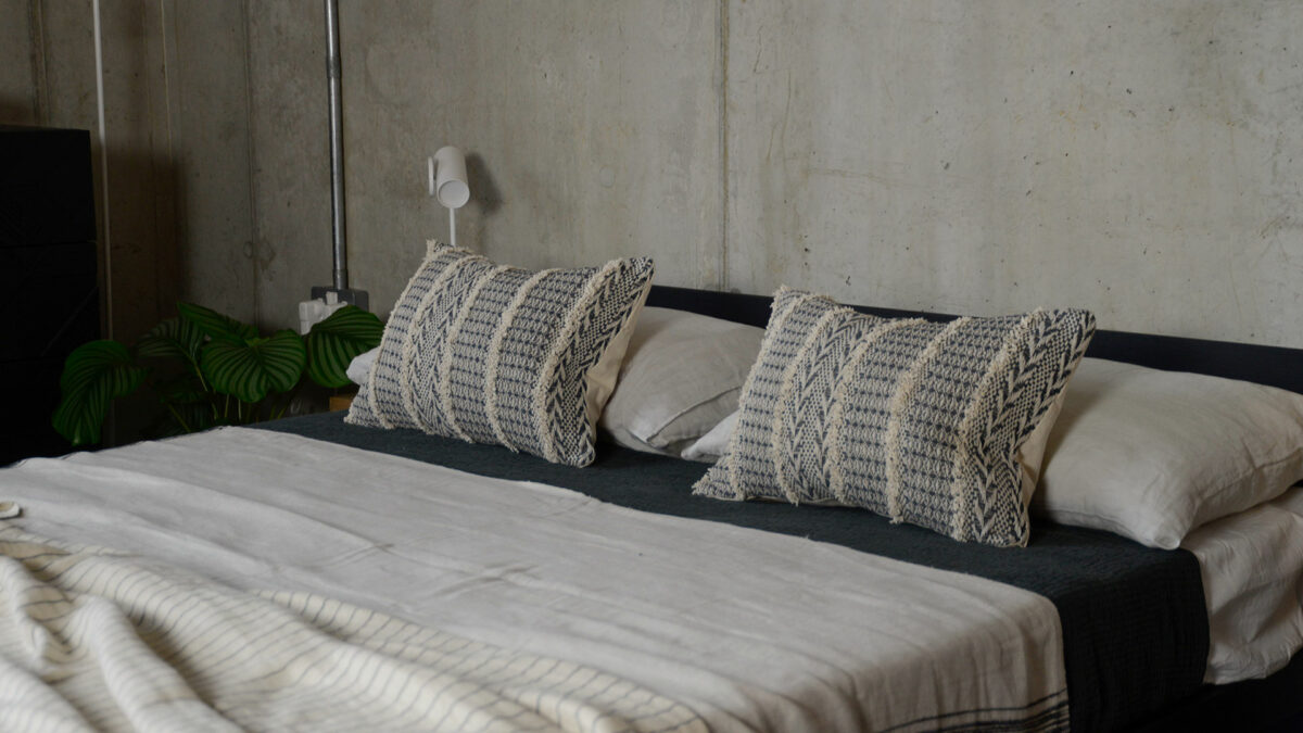 Geometric Boho Cushions on Black Ash Kyoto