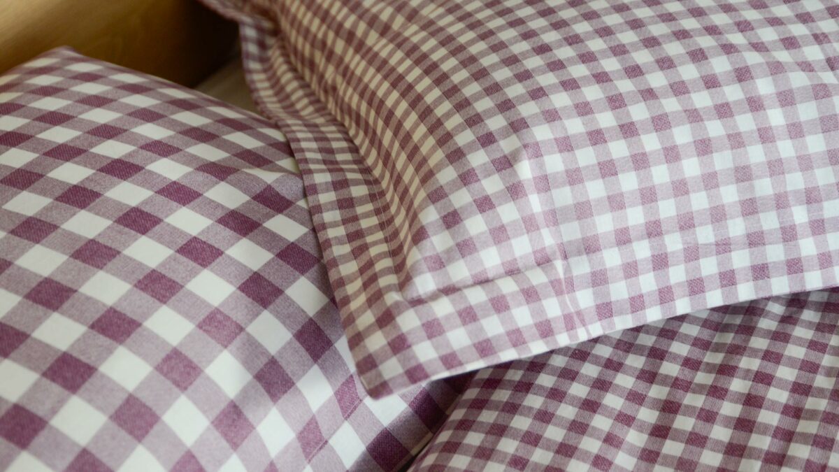 Gingham Bedding Berry Purple Pillows Reverse