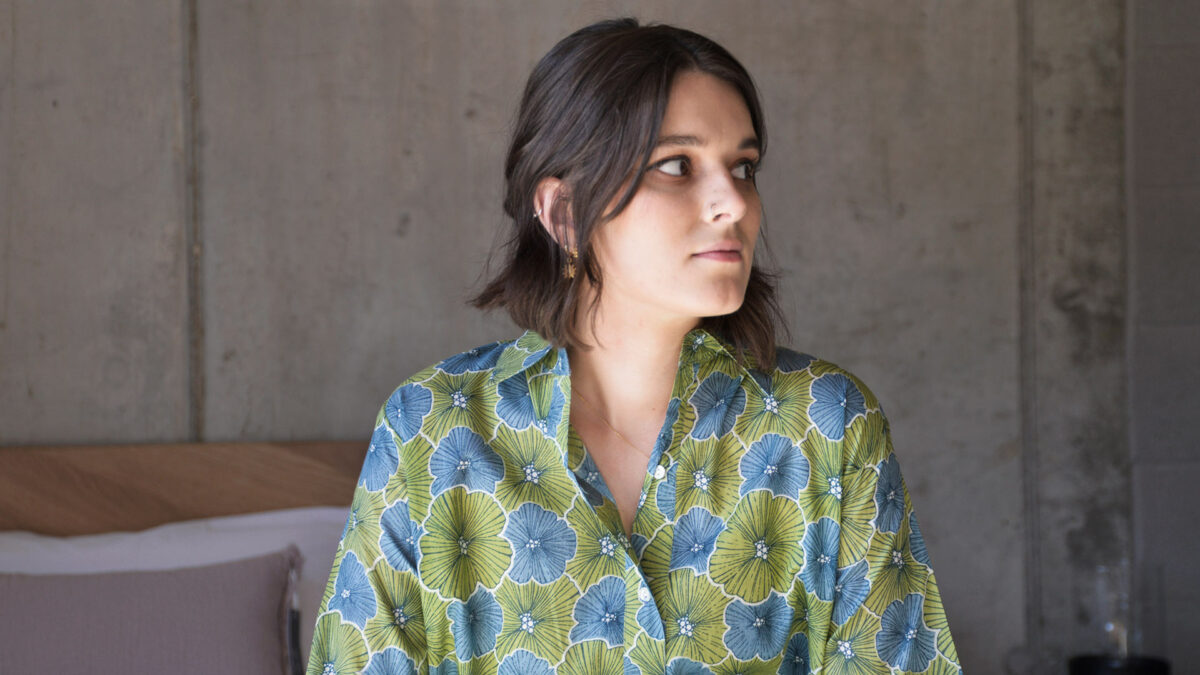 Soft cotton nightshirt with a blue and green floral print