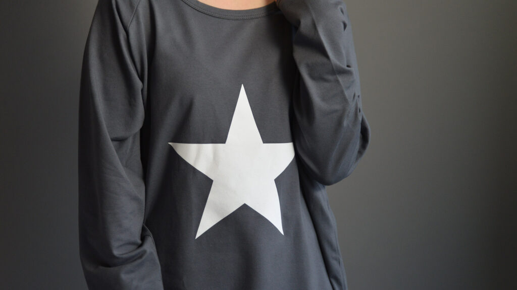 long sleeve jersey star print loose-fitting top