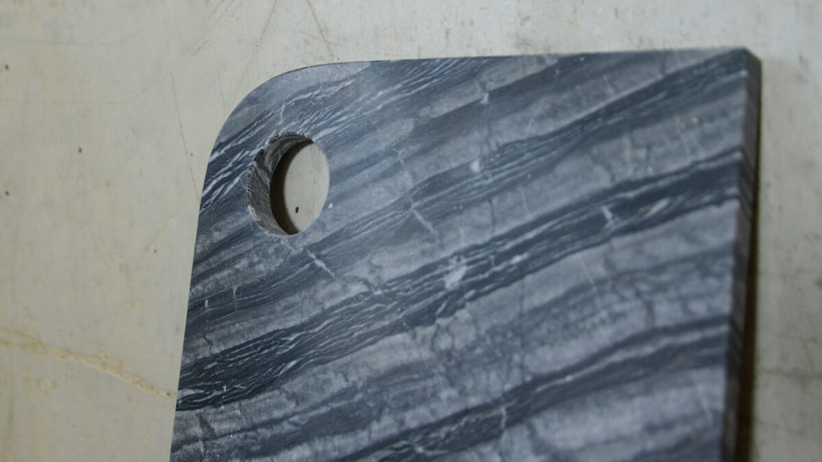Grey Marble Chopping Board Hole Detail