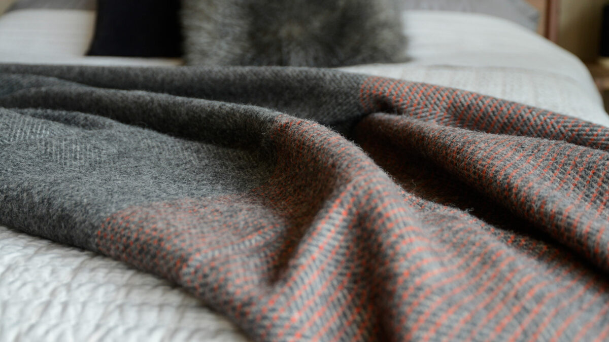 Grey and Orange Heavyweight Throw McNutt Orange Pattern