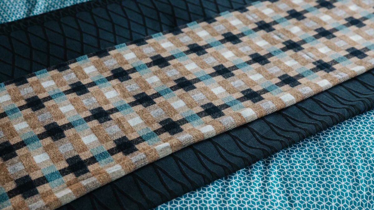 grid pattern wool throw