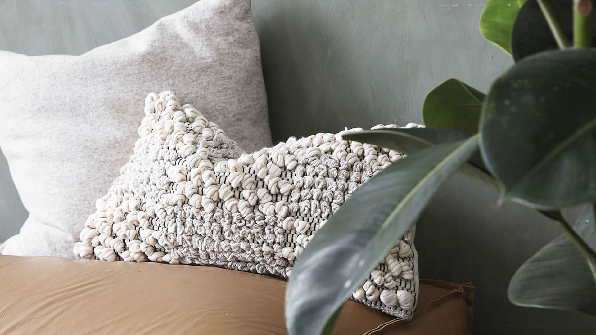 Embroidered Cotton Cushions Cream Black Natural Bed Company