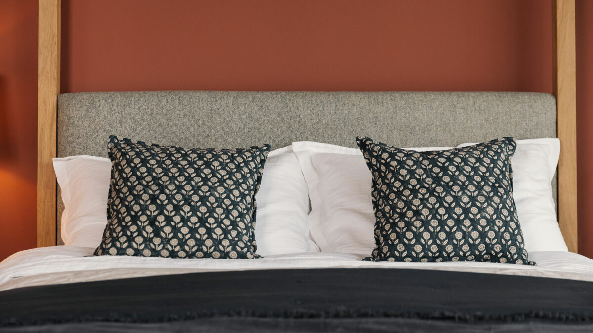 Highland bed wool upholstery detail