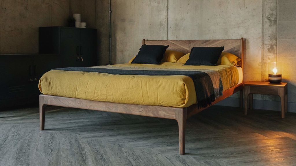 Hoxton bed with Camden bedside table in walnut