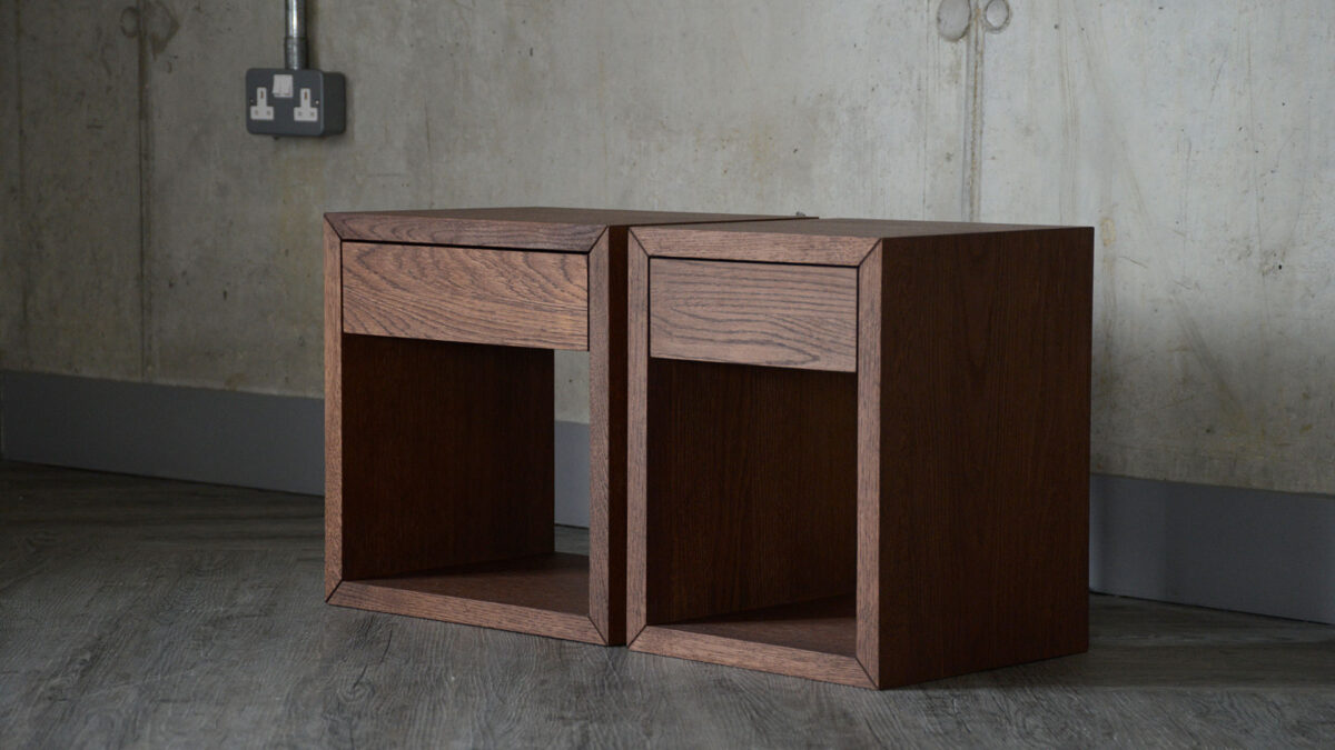 Wall Mountable Bedside Units - Walnut Stained Oak - Image 5
