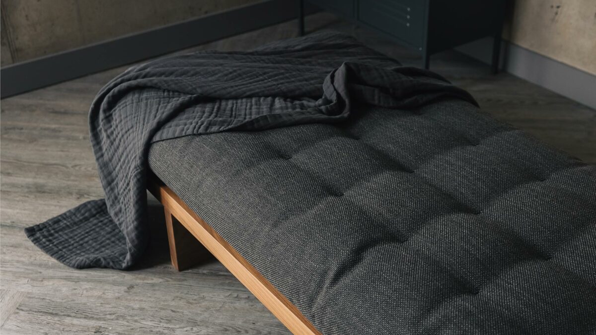 Kenya dark grey upholstered mattress detail