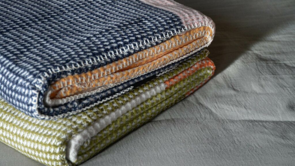 Knitted Colour Block Throws Stack