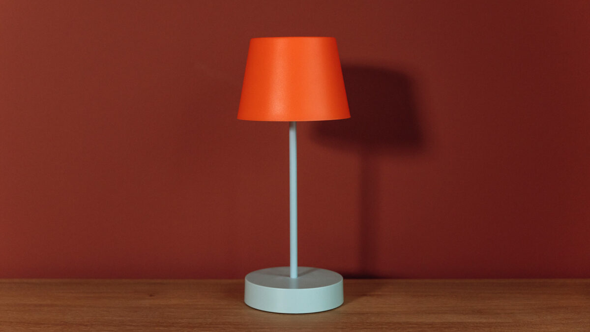 LED lamp with aqua base orange shade