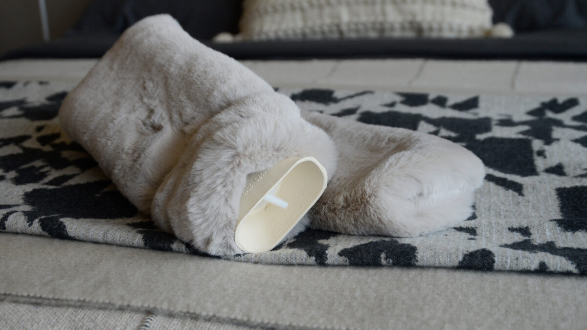 Long Grey Faux Fur HWB Bottle