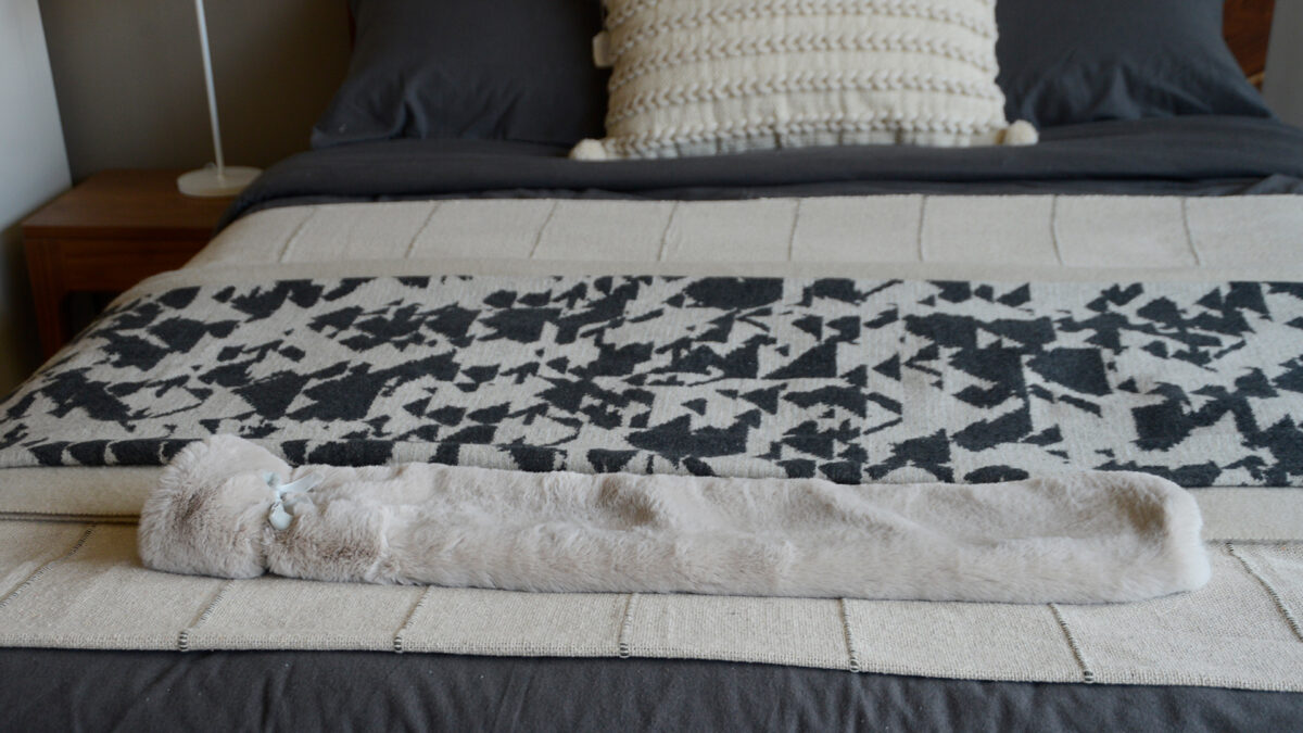 Long Grey Faux Fur HWB Full Bottom of Bed