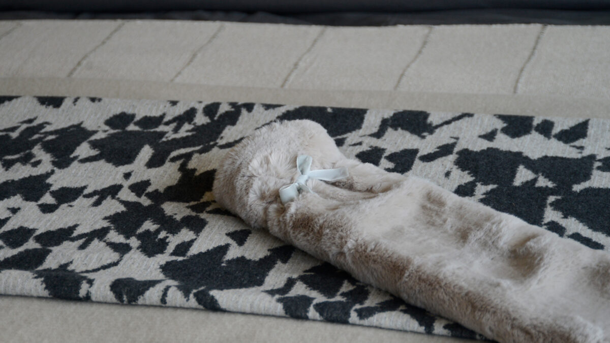 Long Grey Faux Fur HWB Tie Detail