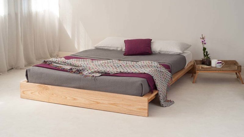 Great for a Small attic bedroom our low wooden bed the Ki platform bed is also good for futon mattresses