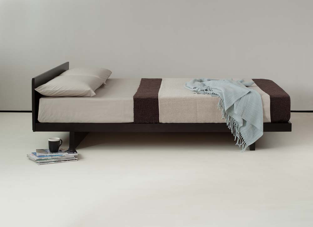 Japanese style bed - wenge stained Kumo bed - side view