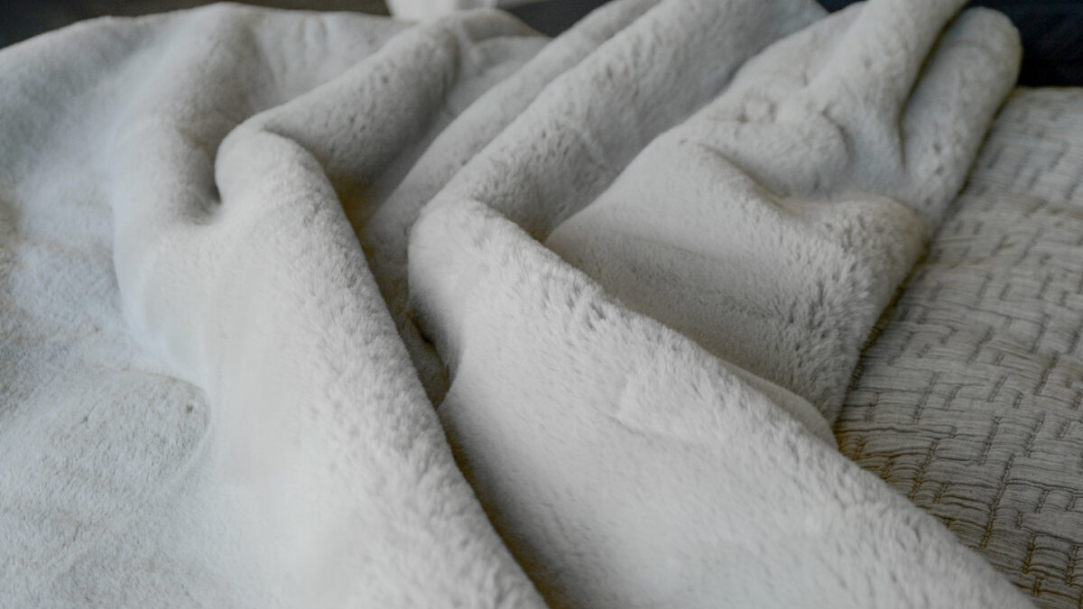 Malini Deep Pile Grey Faux Fur Throw Detail