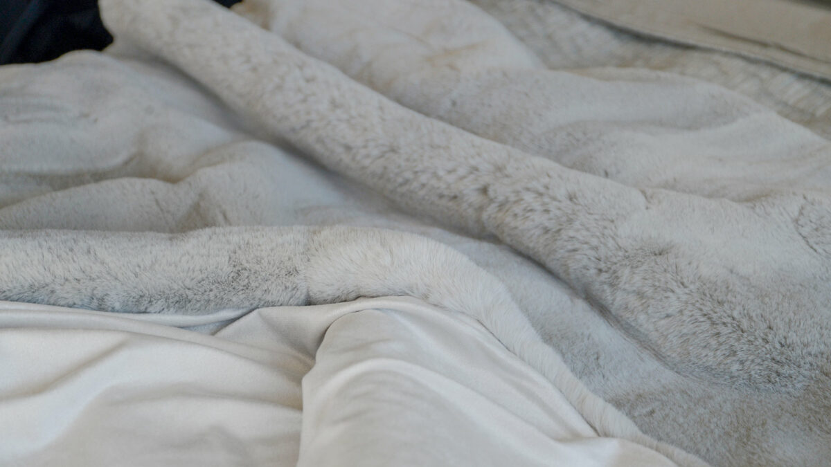Malini Deep Pile Grey Faux Fur Throw with Reverse Detail