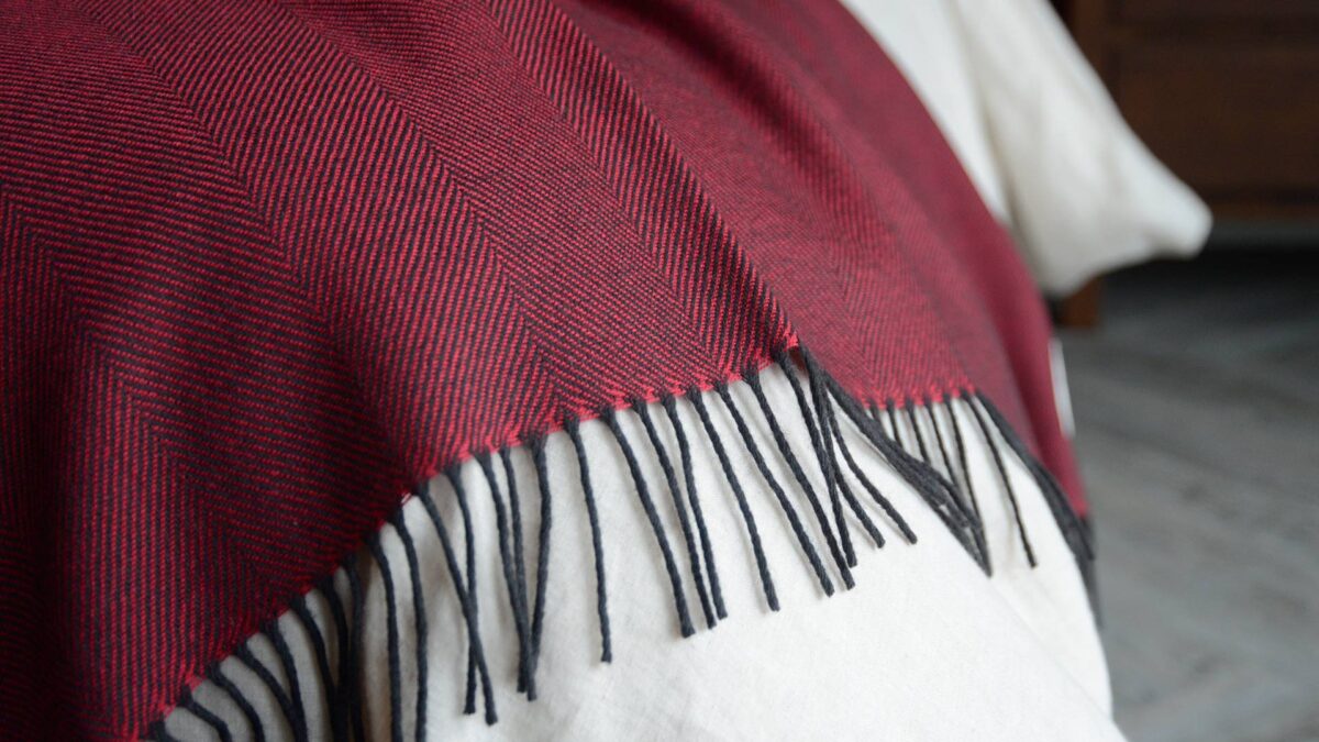 Crimson & Charcoal Soft Lambswool Throw - Image 7