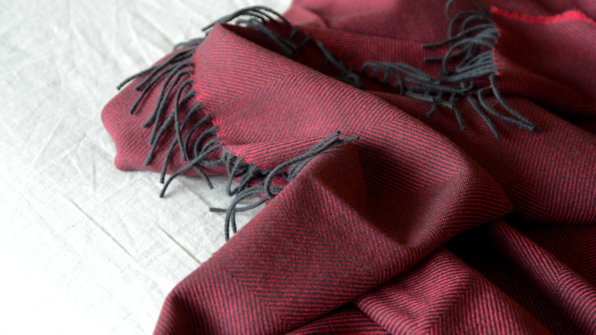 Crimson & Charcoal Soft Lambswool Throw - Image 3