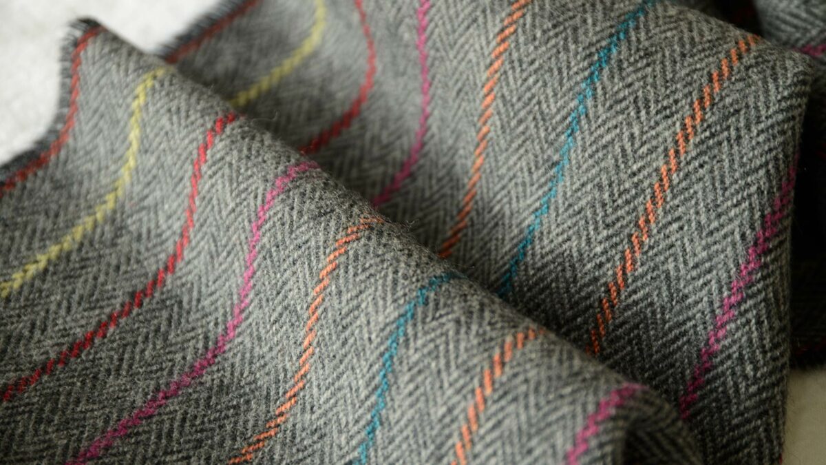 McNutt HB Scarves Charcoal Stripe Closeup