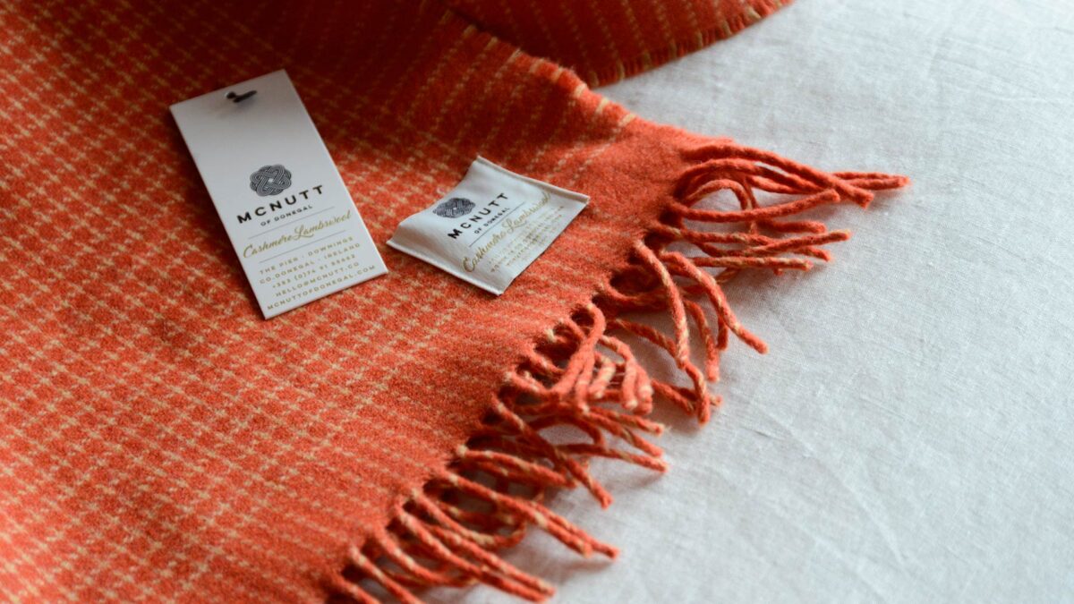 Luxury Merino and Cashmere Throws - Grey or Orange Check - Image 9