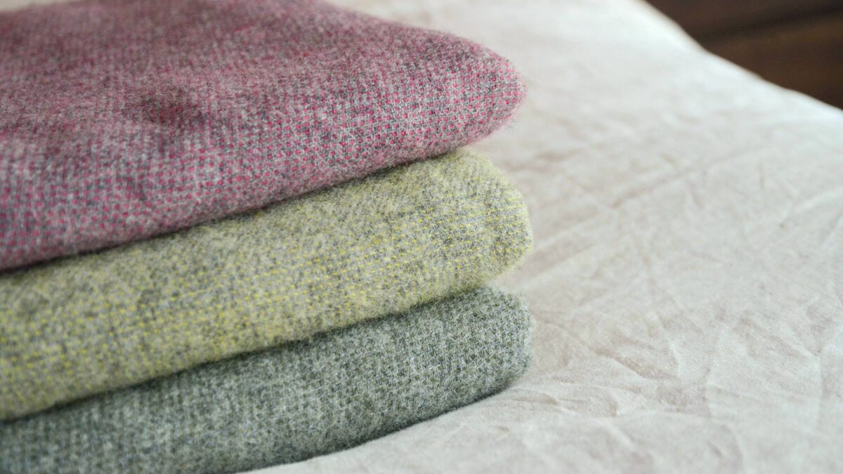 McNutt Wool Marl Throws T to B Blackberry Citrus Sage 2