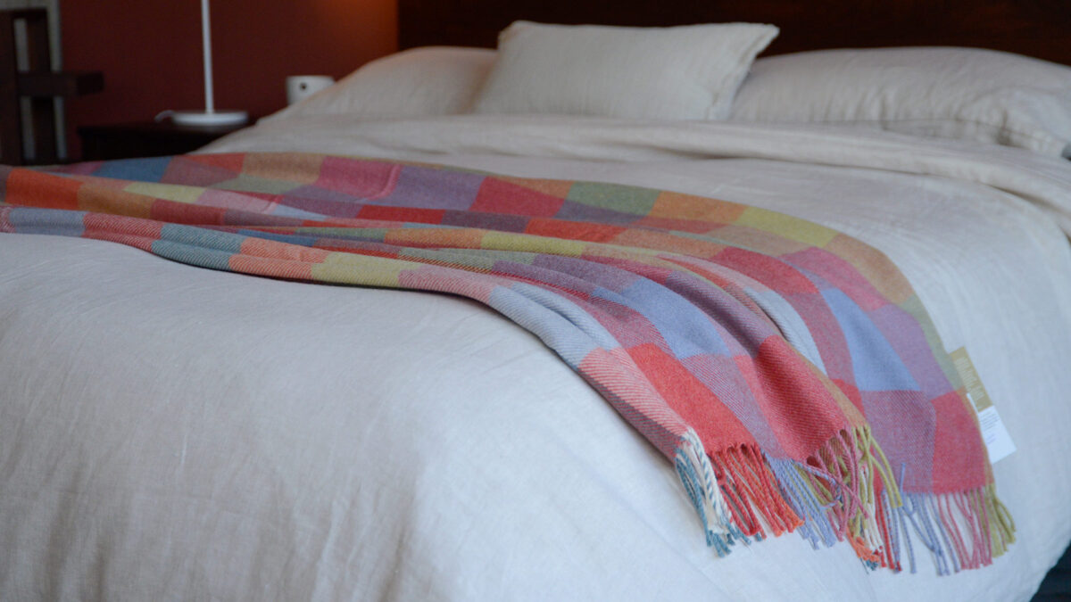 Merino Lambswool Check Throws DAY Over Linen Bedding