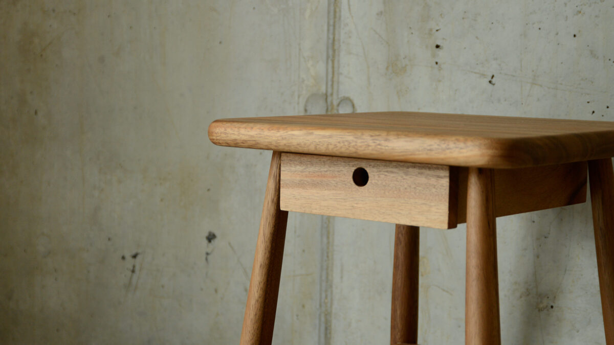 Mid Century Table Natural Front Drawer Detail