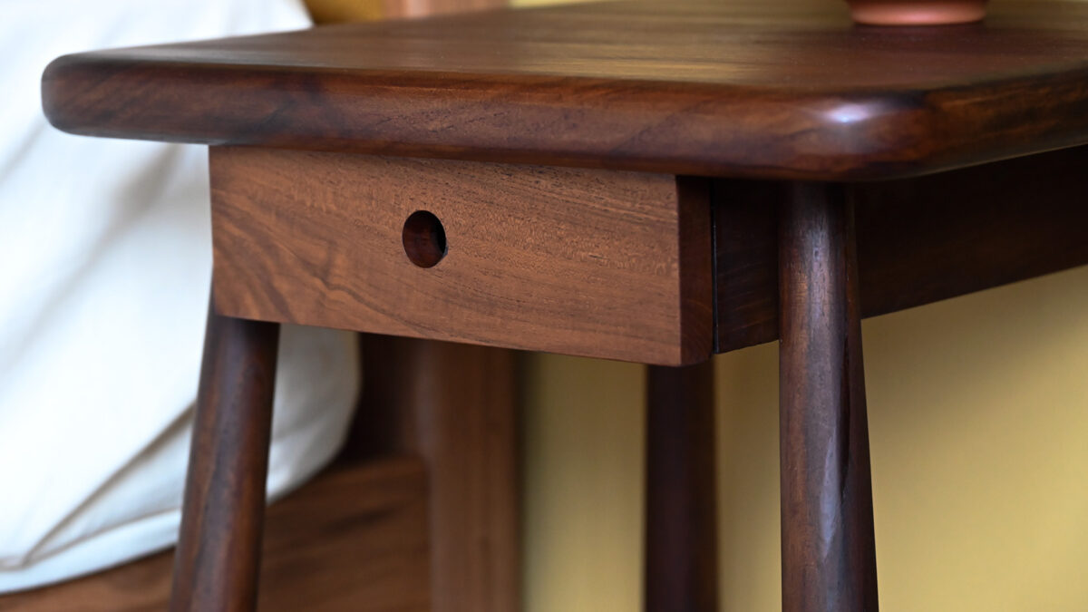 Mid-Century Bedside Table - Walnut Stain - Image 4