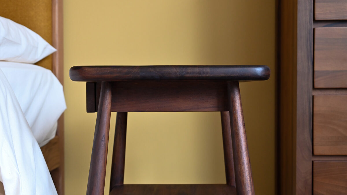 Mid-Century Bedside Table - Walnut Stain - Image 3