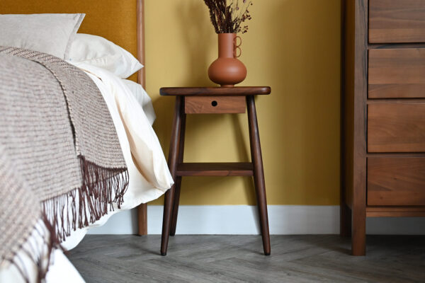 Mid-Century Bedside Table - Walnut Stain