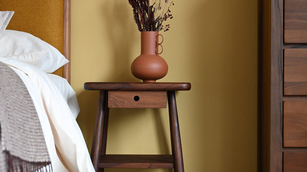 Mid-Century Bedside Table - Walnut Stain - Image 2