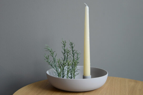 ceramic dish candle holder mid grey colour