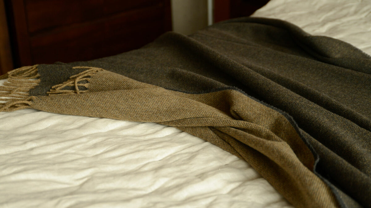 Mocha Wool Throw Reverse Detail