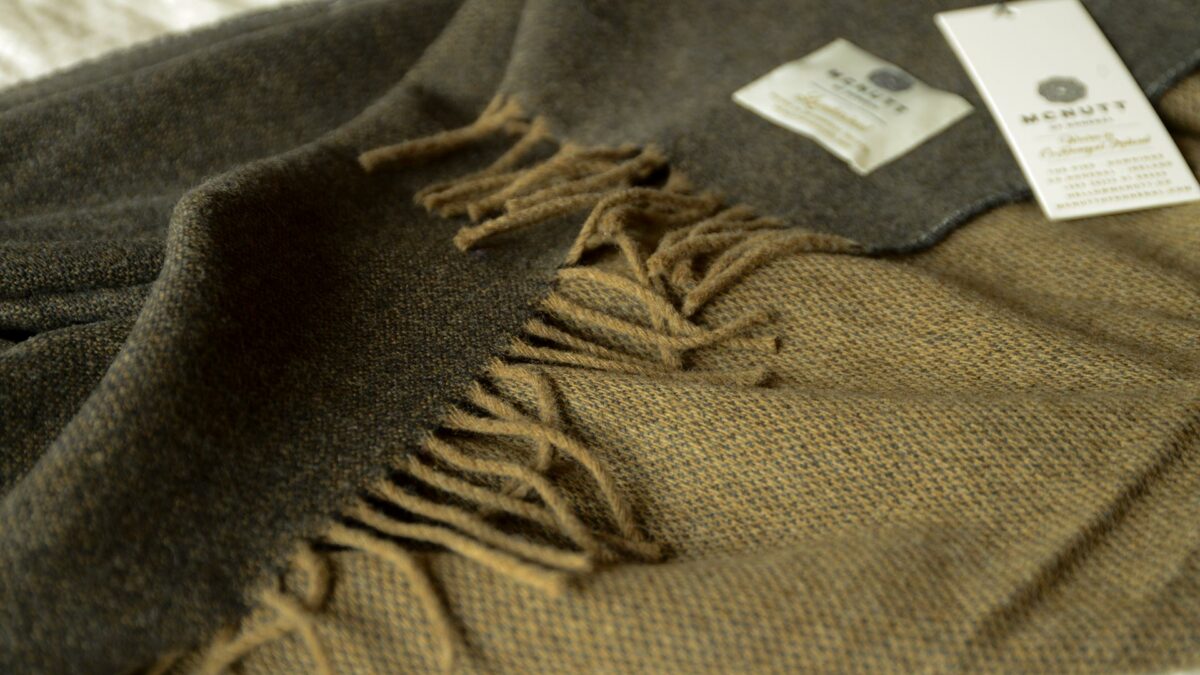 Mocha Wool Throw Reverse and Tassels