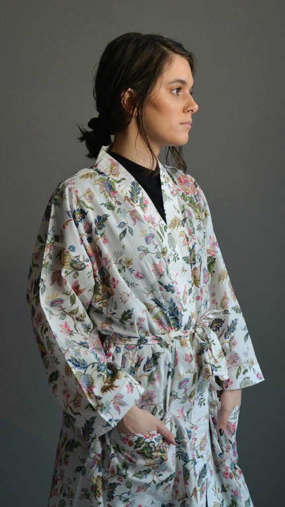 floral print light cotton kimono