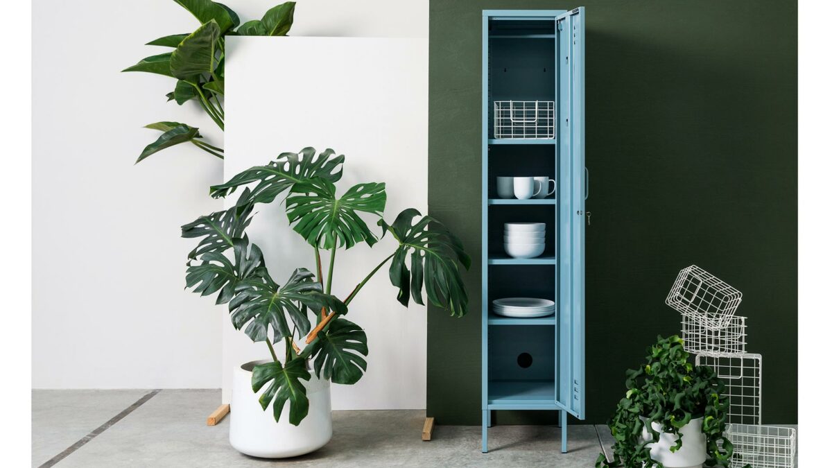 Tall Thin storage Locker in Ocean Blue