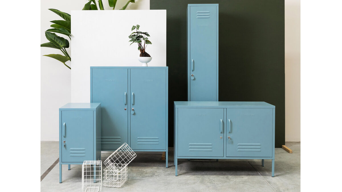 Mustard Made storage Lockers Collection here in blue