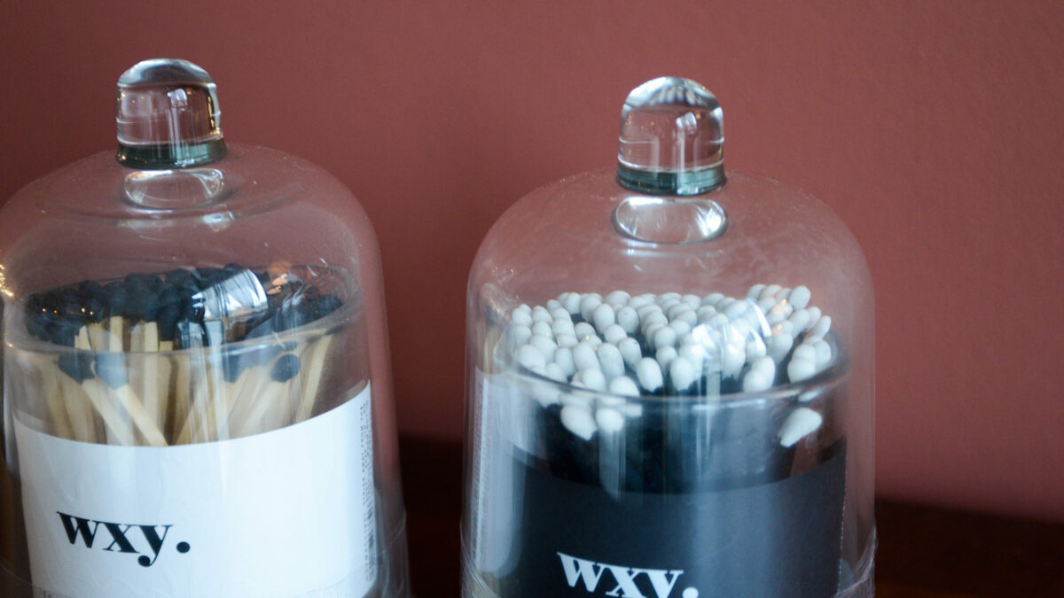 Natural and Black Matches with Glass Cloches