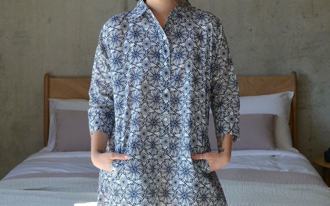 Navy Blue And White Nightshirt