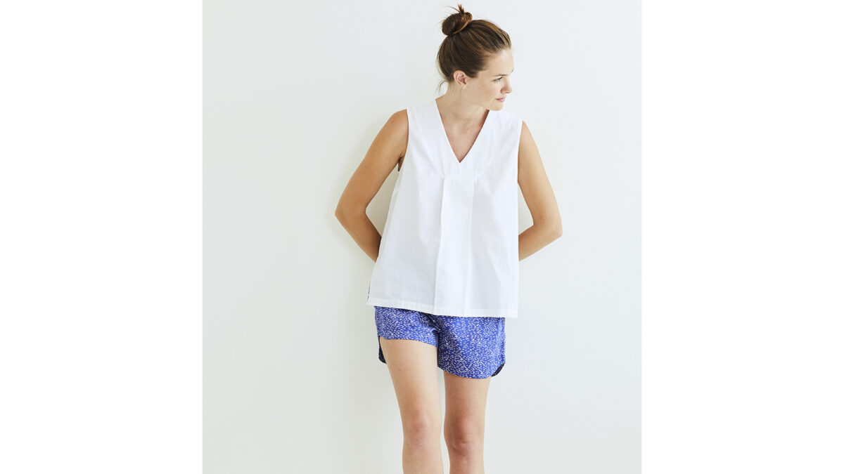 sleep shorts - blue printed cotton