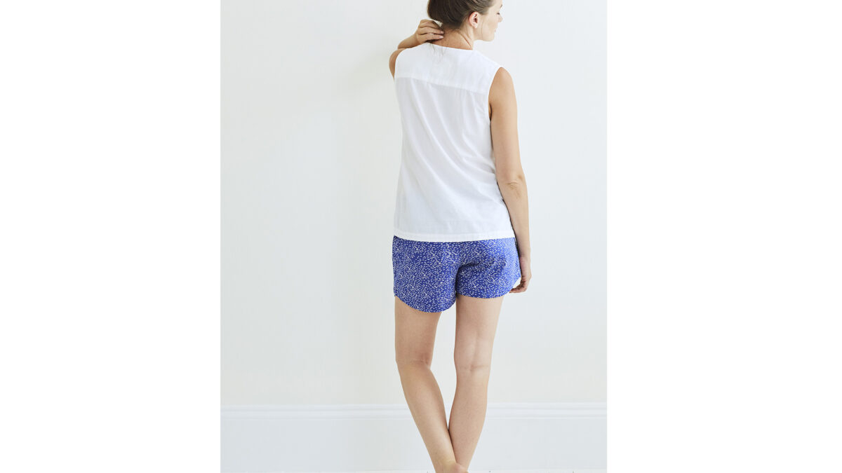 sleep shorts - blue printed cotton