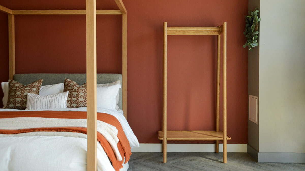 Oak Open Wardrobe Spindle next to Oak Highland