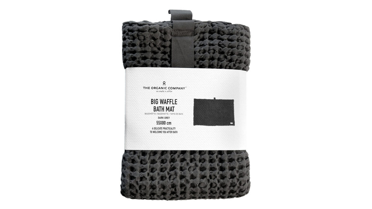 Organic Cotton Waffle weave Bath Mat in Dark Grey